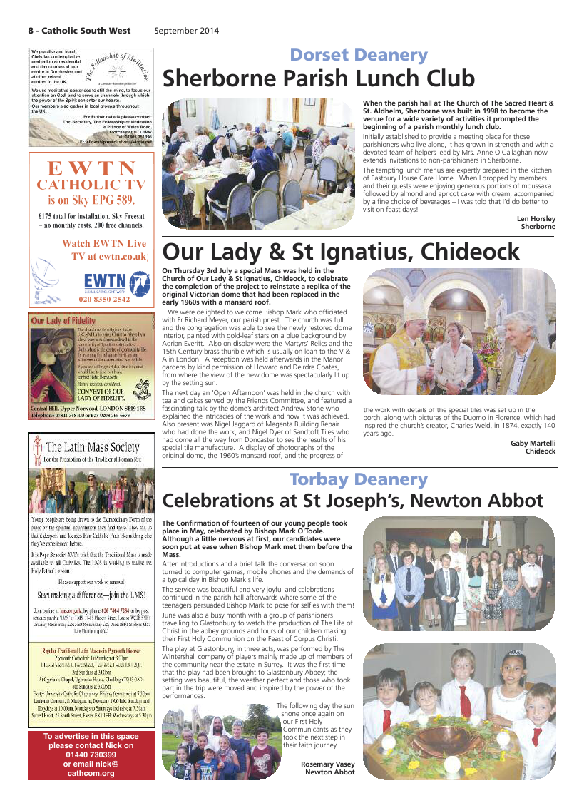 Sept 2014 edition of the Catholic South West