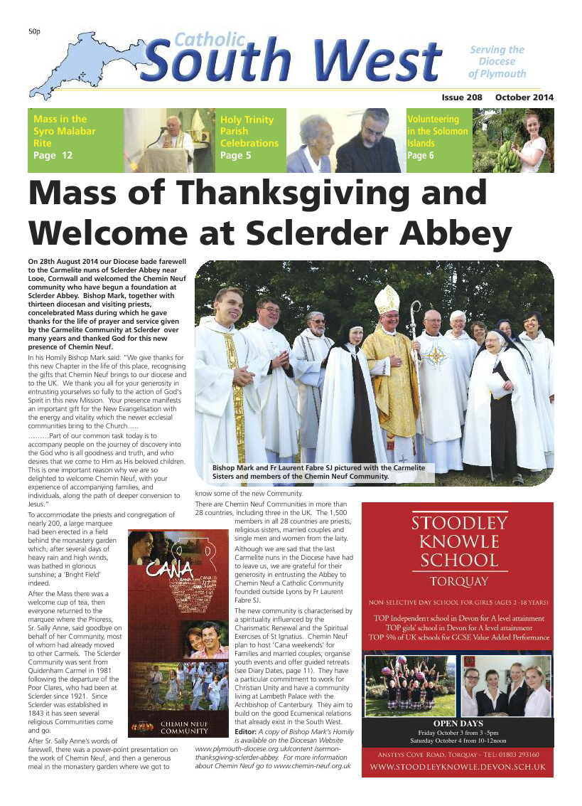 Oct 2014 edition of the Catholic South West