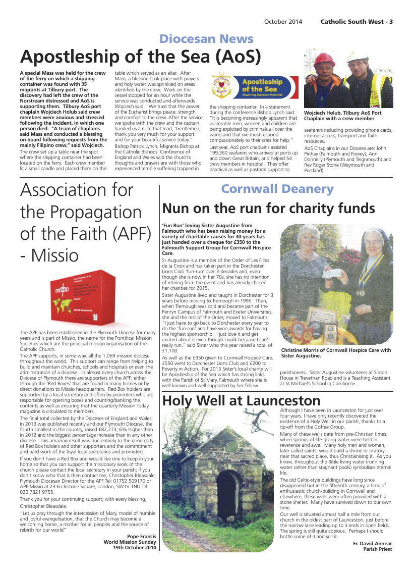 Oct 2014 edition of the Catholic South West