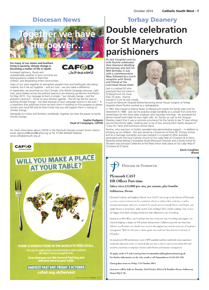 Oct 2014 edition of the Catholic South West