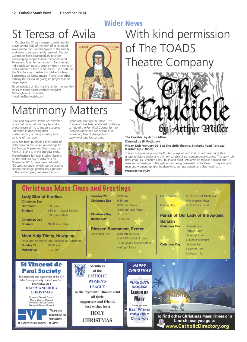 Dec 2014 edition of the Catholic South West