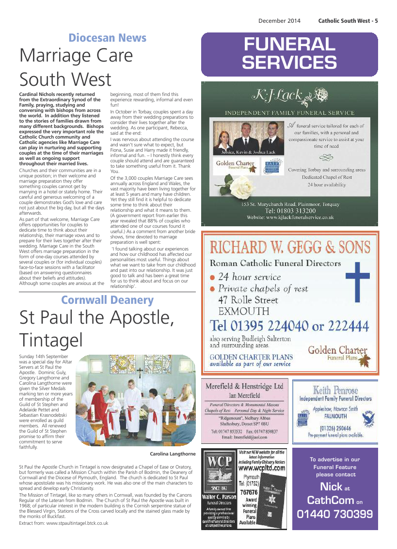 Dec 2014 edition of the Catholic South West