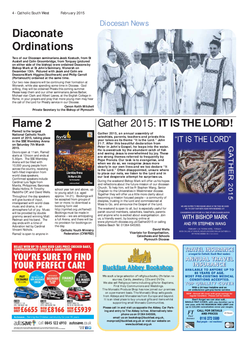 Feb 2015 edition of the Catholic South West Feb 2015 edition of the Catholic South West