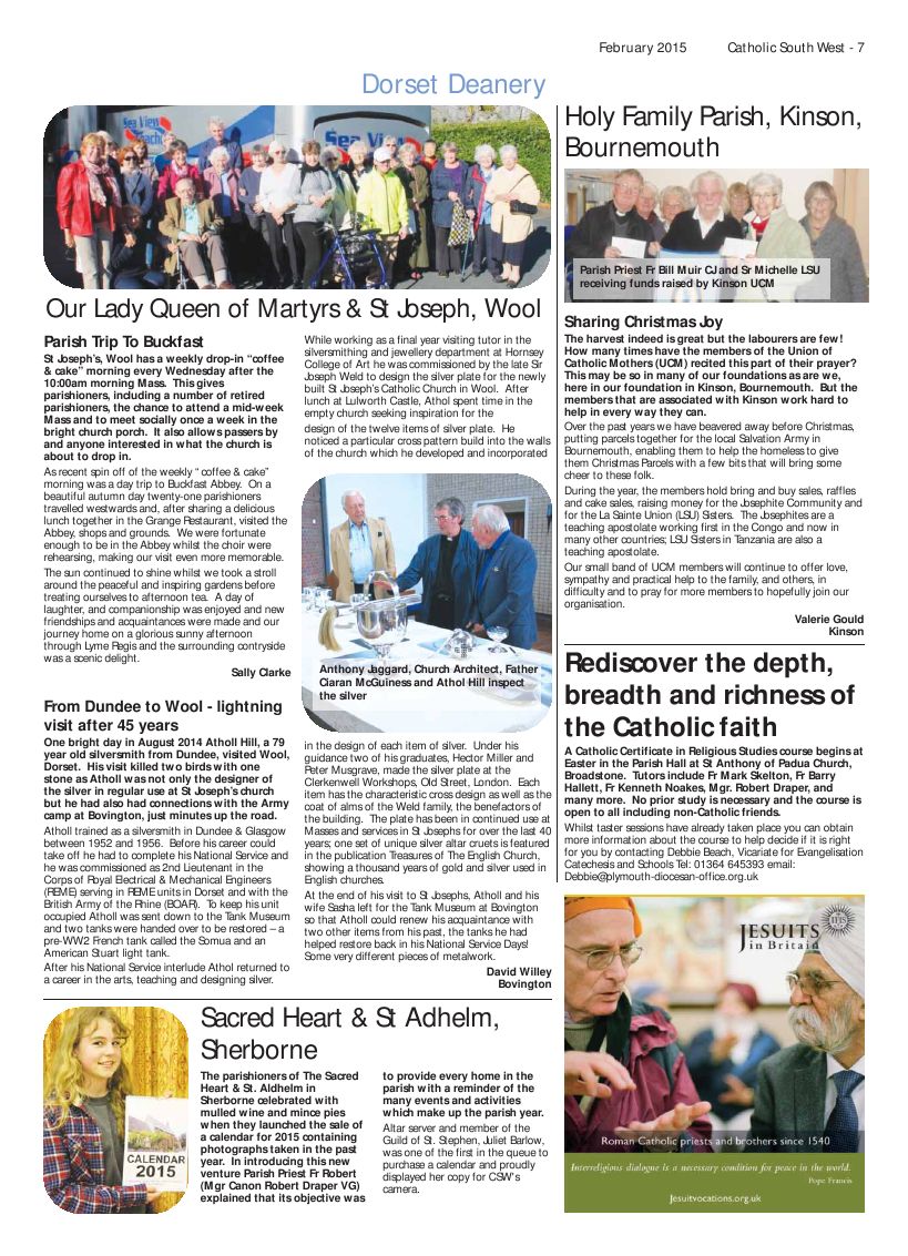 Feb 2015 edition of the Catholic South West Feb 2015 edition of the Catholic South West