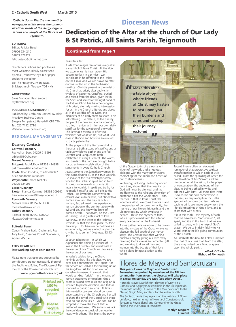 Mar 2015 edition of the Catholic South West