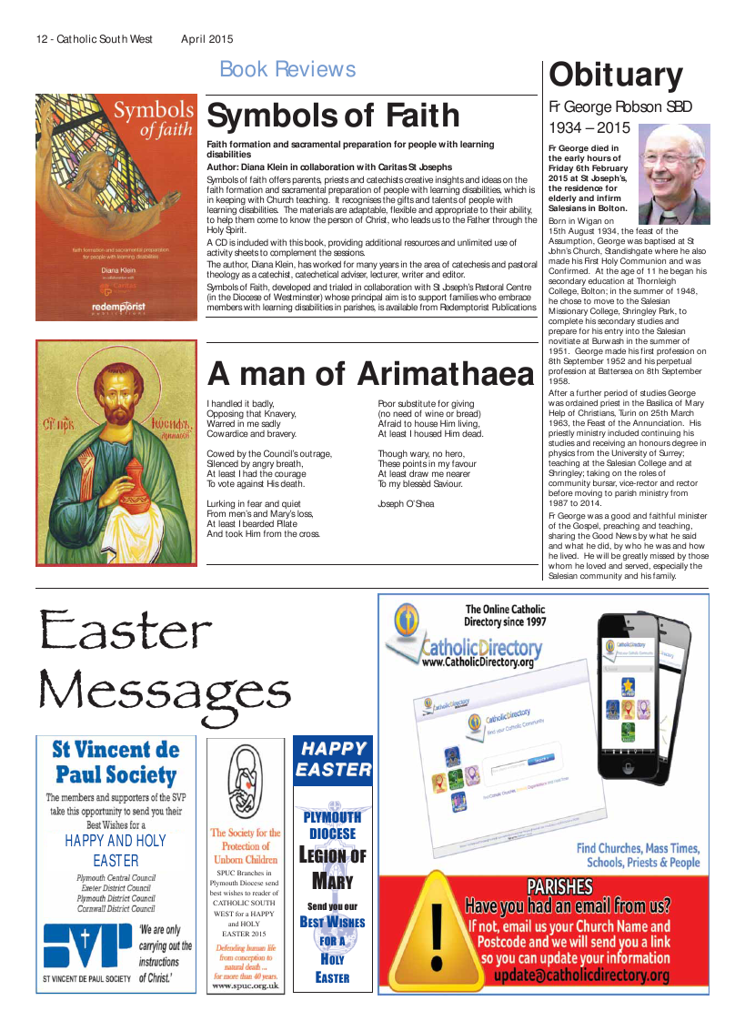 Apr 2015 edition of the Catholic South West Apr 2015 edition of the Catholic South West