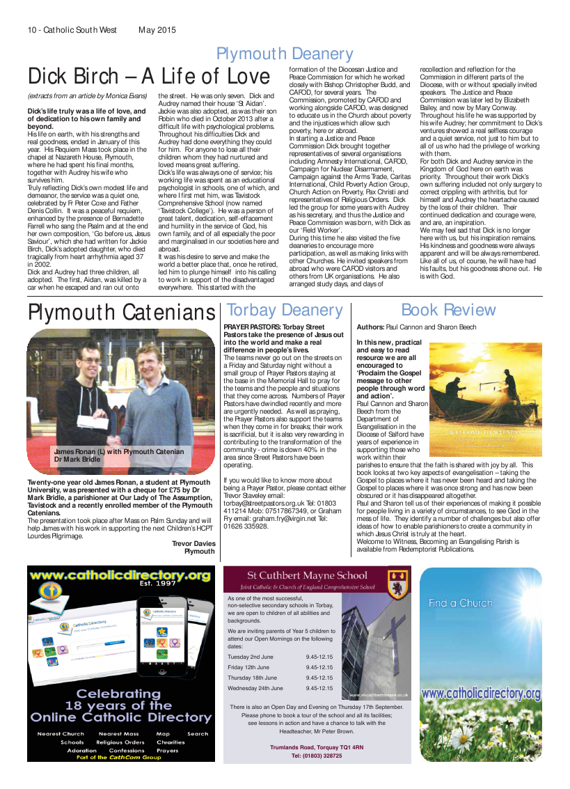 May 2015 edition of the Catholic South West May 2015 edition of the Catholic South West