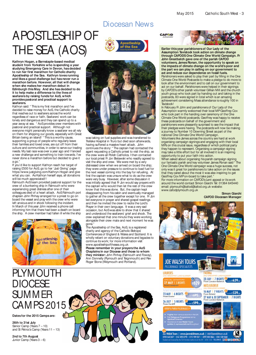 May 2015 edition of the Catholic South West May 2015 edition of the Catholic South West