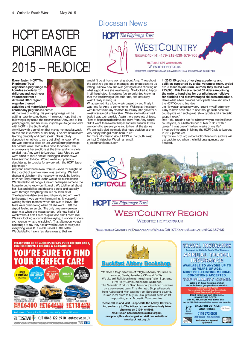 May 2015 edition of the Catholic South West May 2015 edition of the Catholic South West