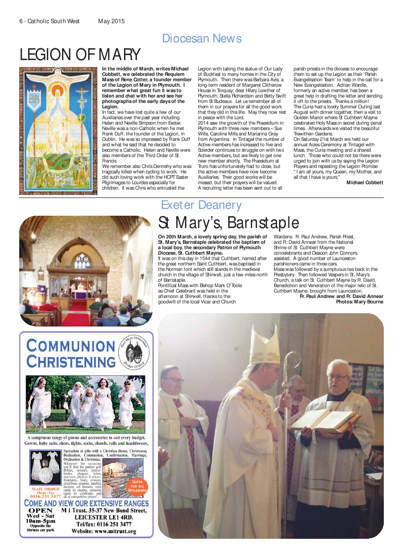 May 2015 edition of the Catholic South West May 2015 edition of the Catholic South West