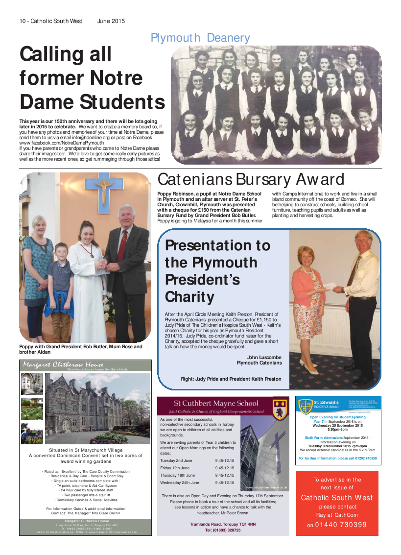 Jun 2015 edition of the Catholic South West Jun 2015 edition of the Catholic South West
