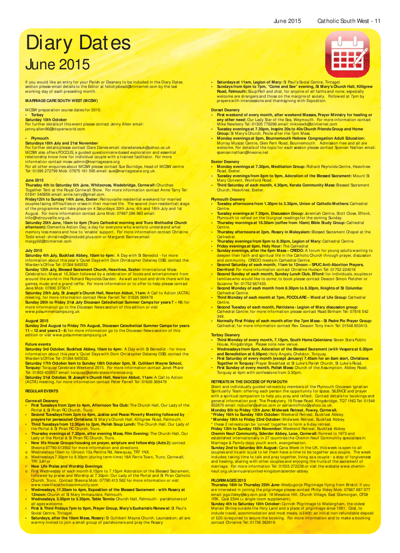 Jun 2015 edition of the Catholic South West Jun 2015 edition of the Catholic South West