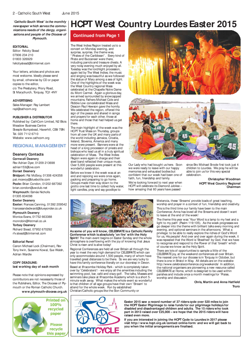 Jun 2015 edition of the Catholic South West Jun 2015 edition of the Catholic South West
