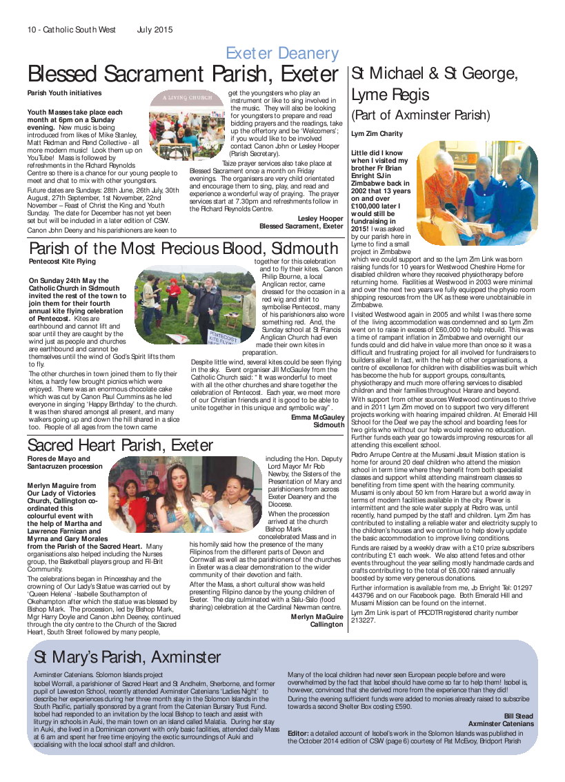 Jul 2015 edition of the Catholic South West Jul 2015 edition of the Catholic South West