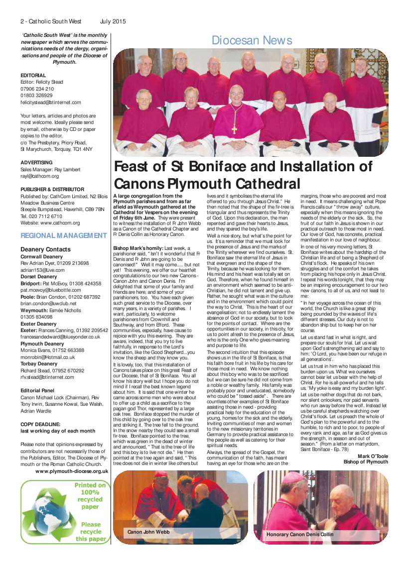 Jul 2015 edition of the Catholic South West Jul 2015 edition of the Catholic South West