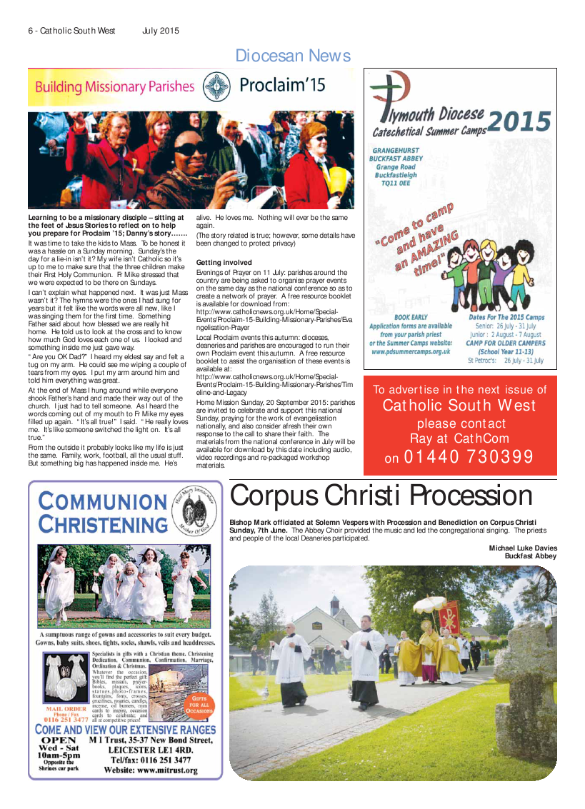 Jul 2015 edition of the Catholic South West Jul 2015 edition of the Catholic South West
