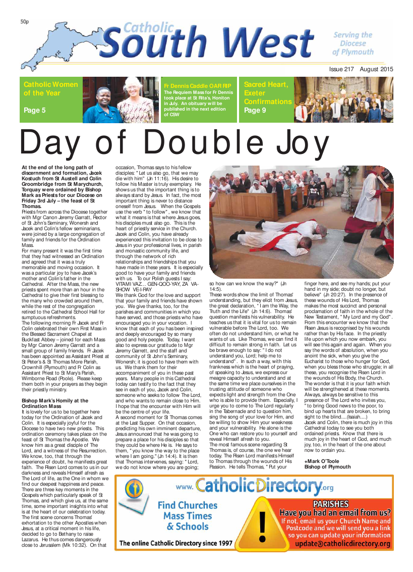 Sept 2015 edition of the Catholic South West