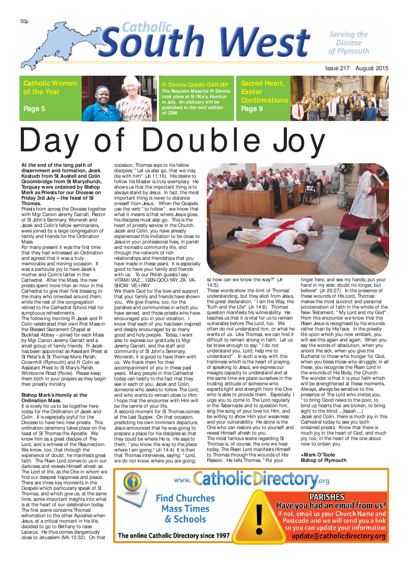 Sept 2015 edition of the Catholic South West Sept 2015 edition of the Catholic South West