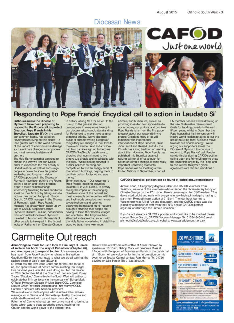 Sept 2015 edition of the Catholic South West