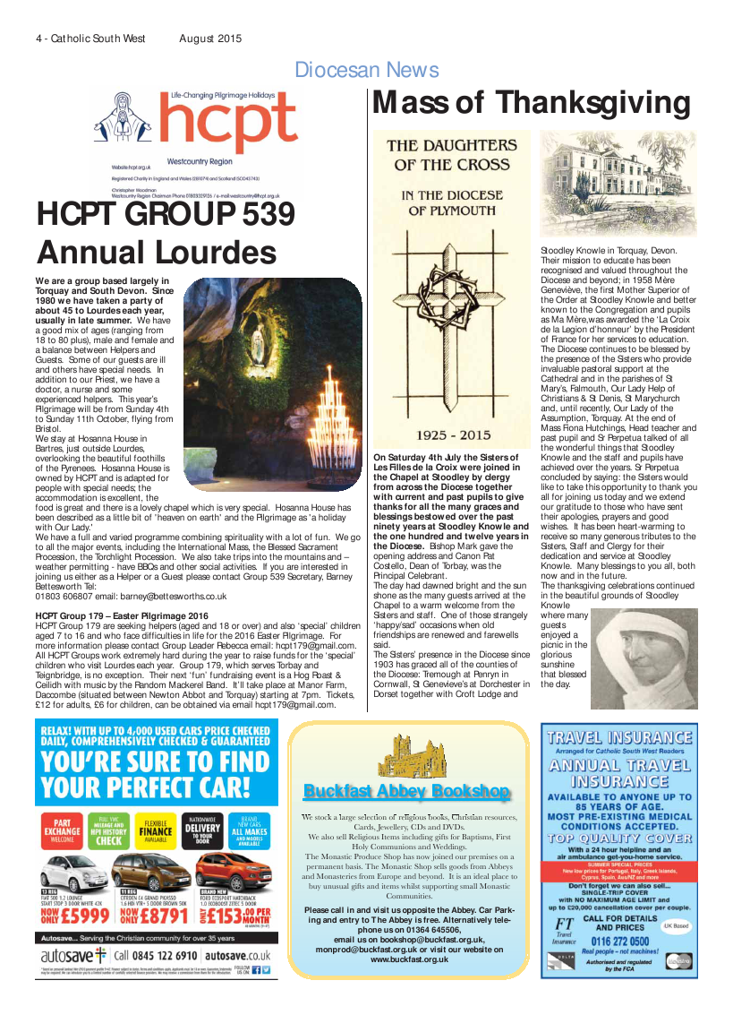 Sept 2015 edition of the Catholic South West Sept 2015 edition of the Catholic South West