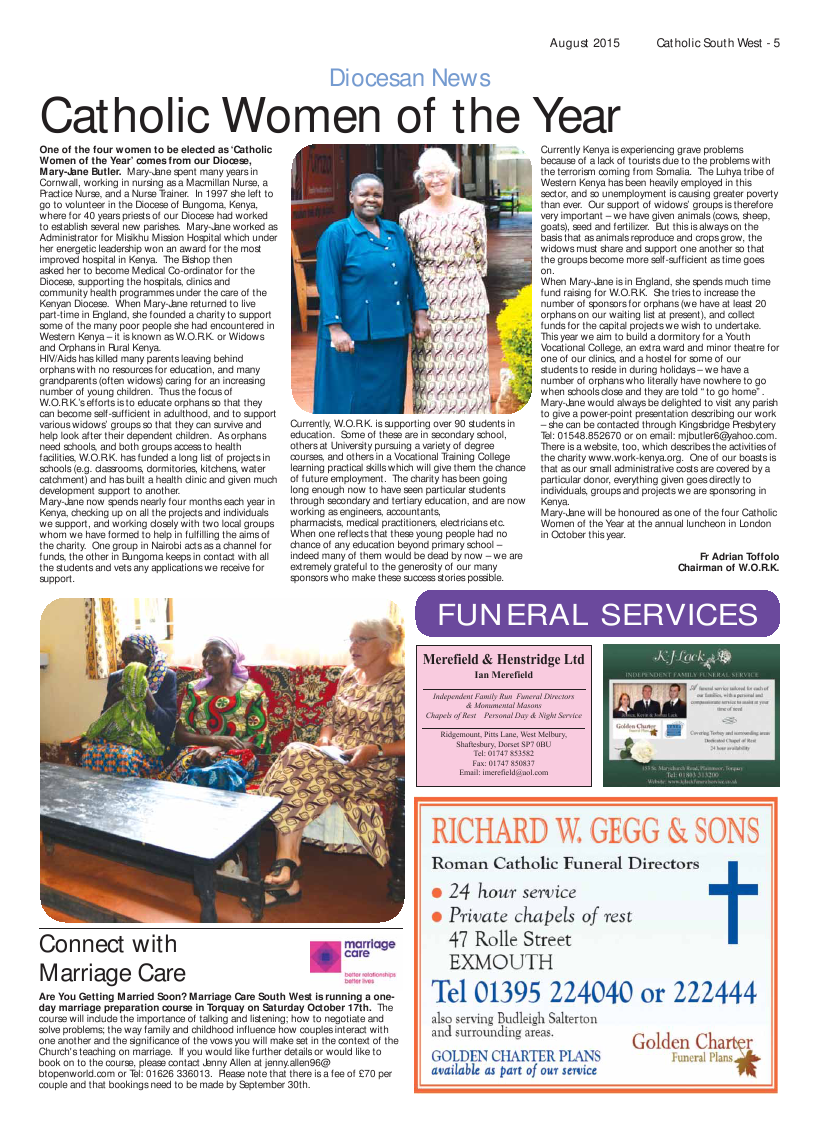 Sept 2015 edition of the Catholic South West