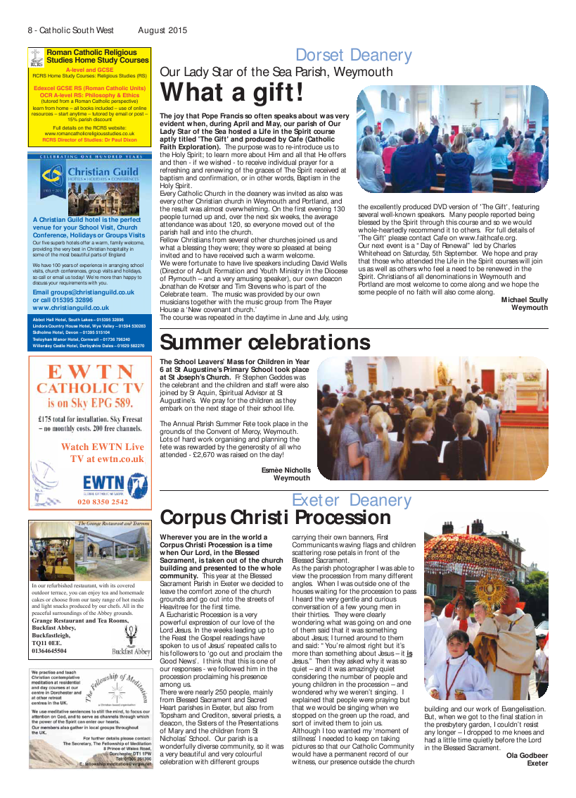 Sept 2015 edition of the Catholic South West Sept 2015 edition of the Catholic South West