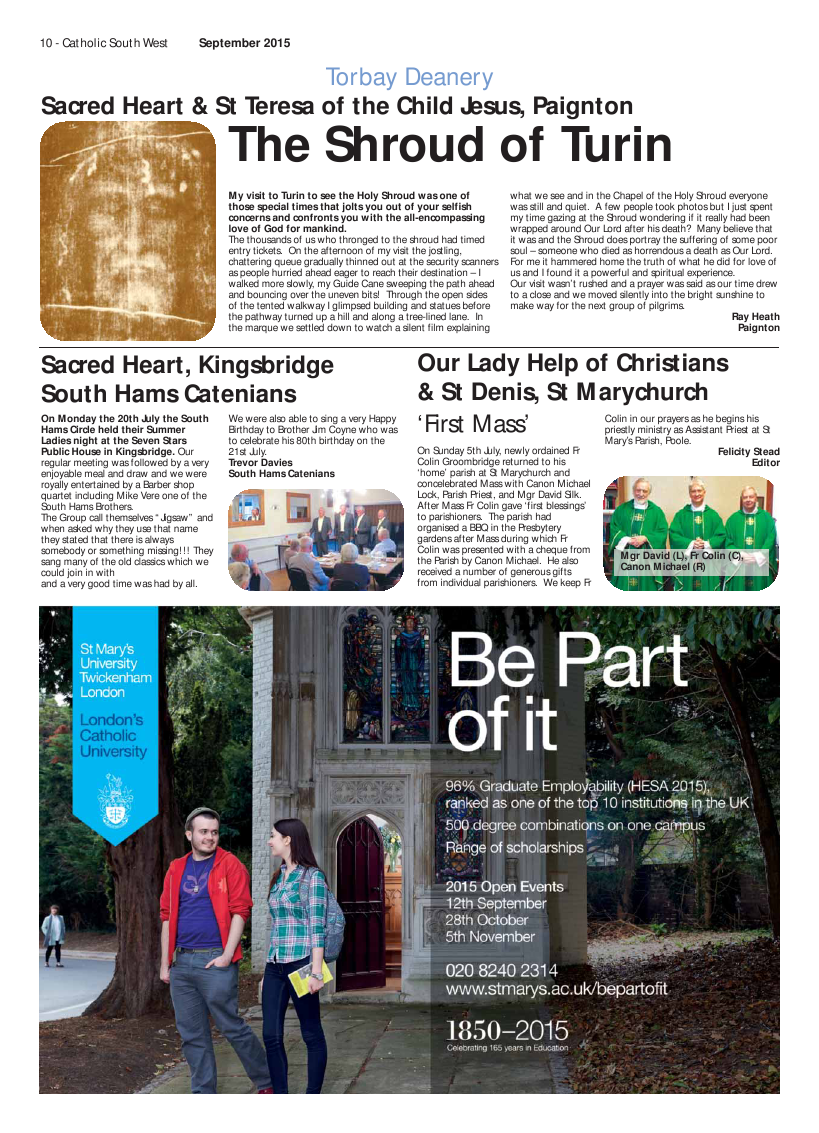 Oct 2015 edition of the Catholic South West Oct 2015 edition of the Catholic South West