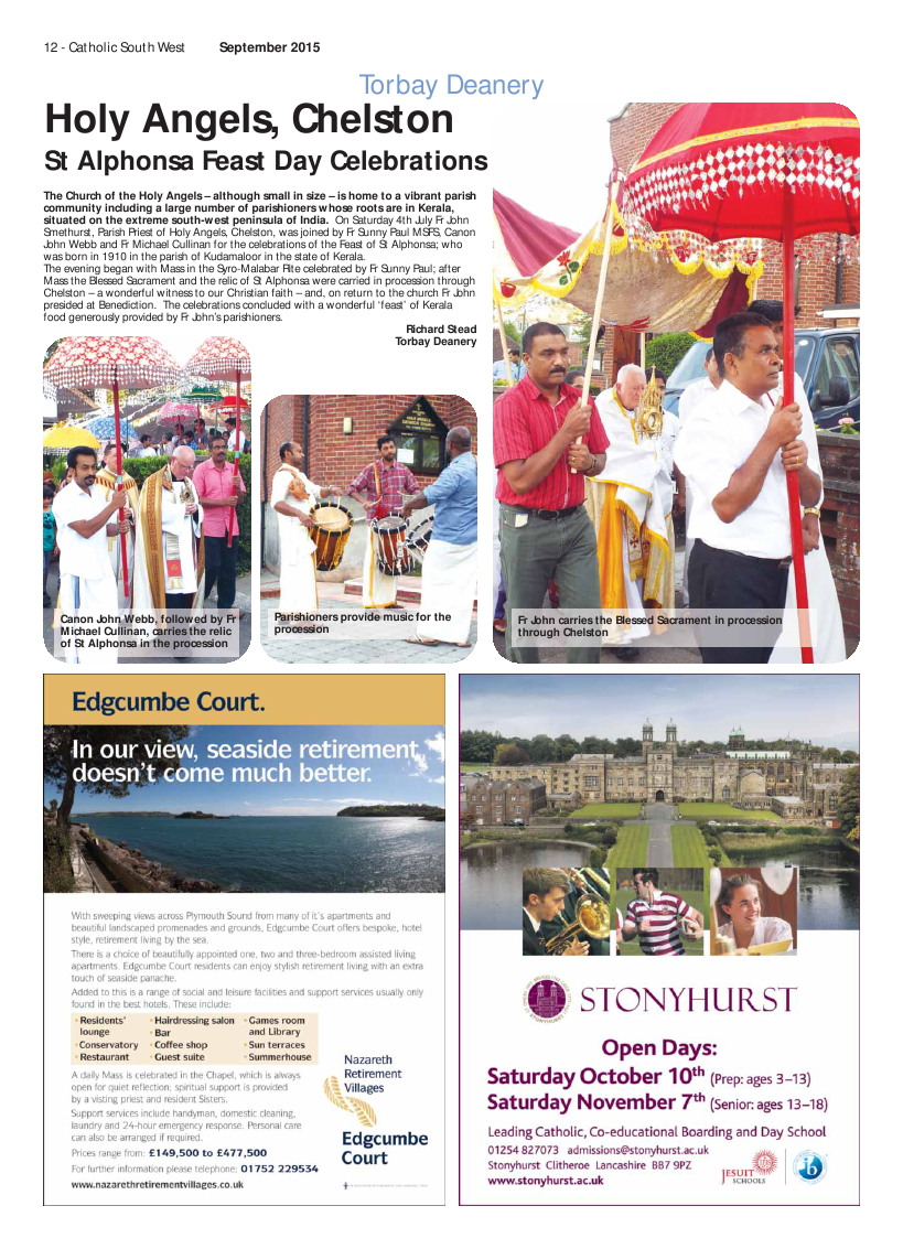 Oct 2015 edition of the Catholic South West Oct 2015 edition of the Catholic South West