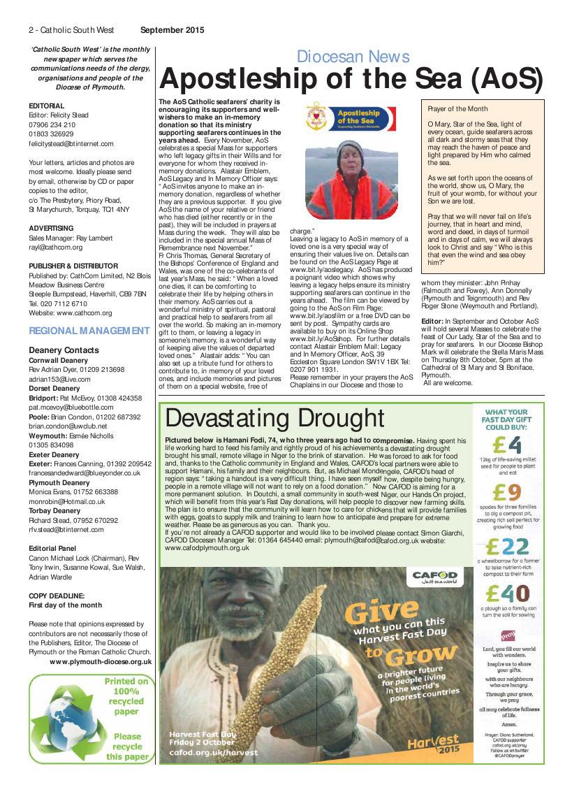 Oct 2015 edition of the Catholic South West Oct 2015 edition of the Catholic South West