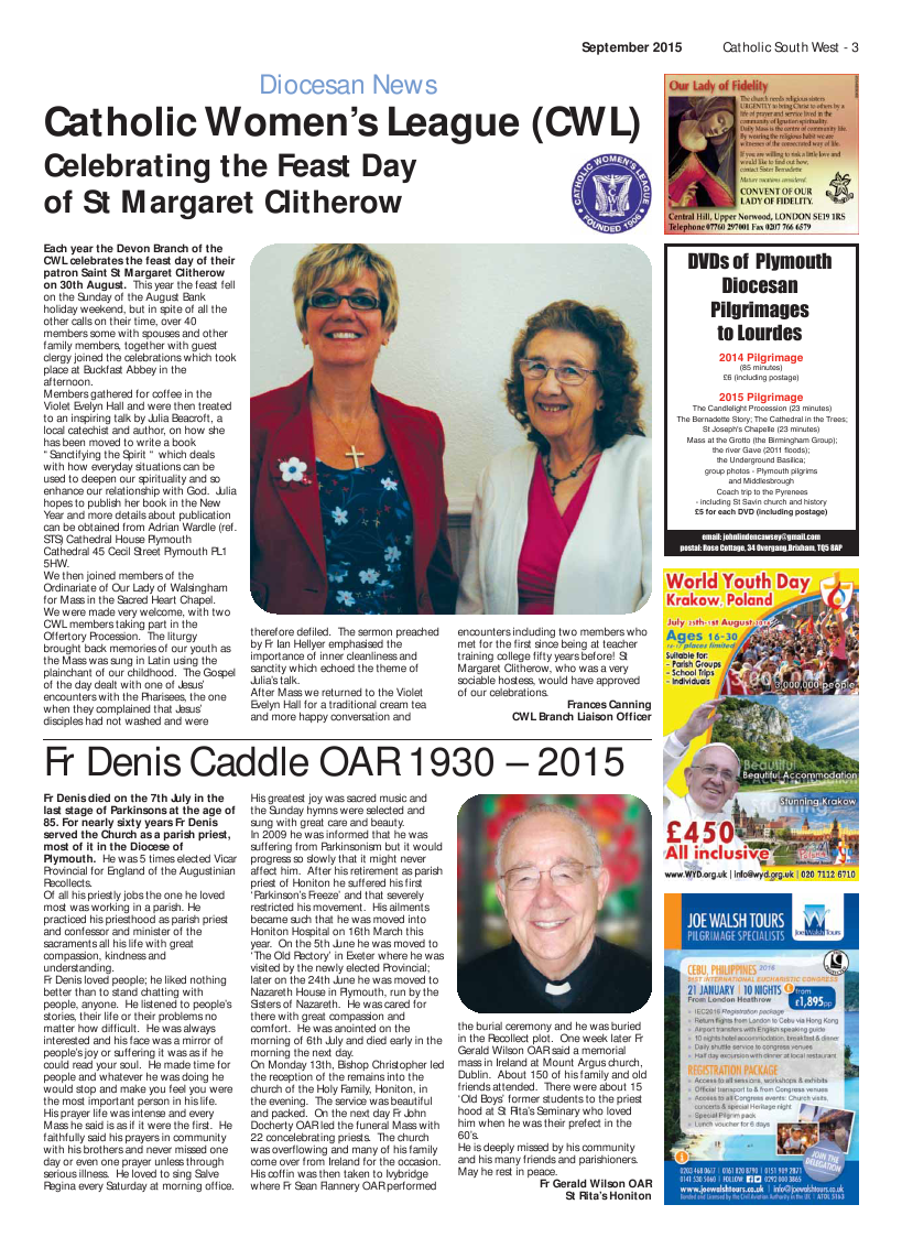 Oct 2015 edition of the Catholic South West Oct 2015 edition of the Catholic South West