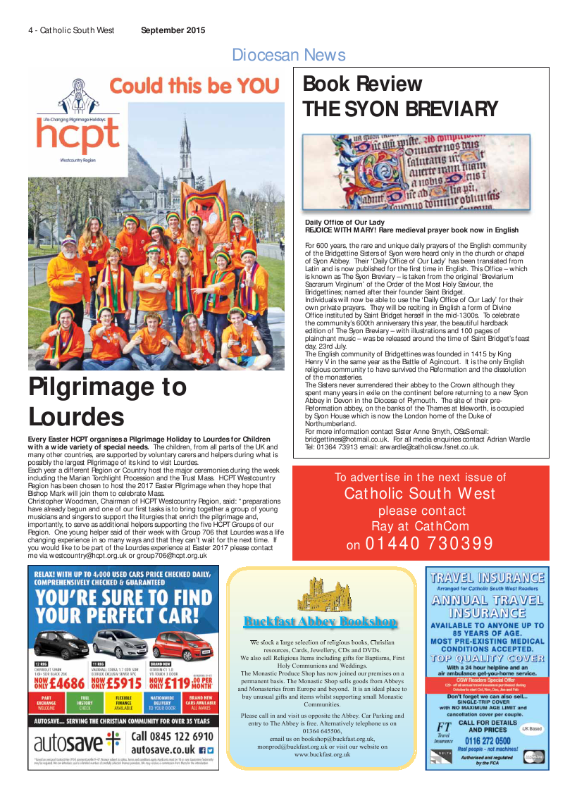 Oct 2015 edition of the Catholic South West Oct 2015 edition of the Catholic South West