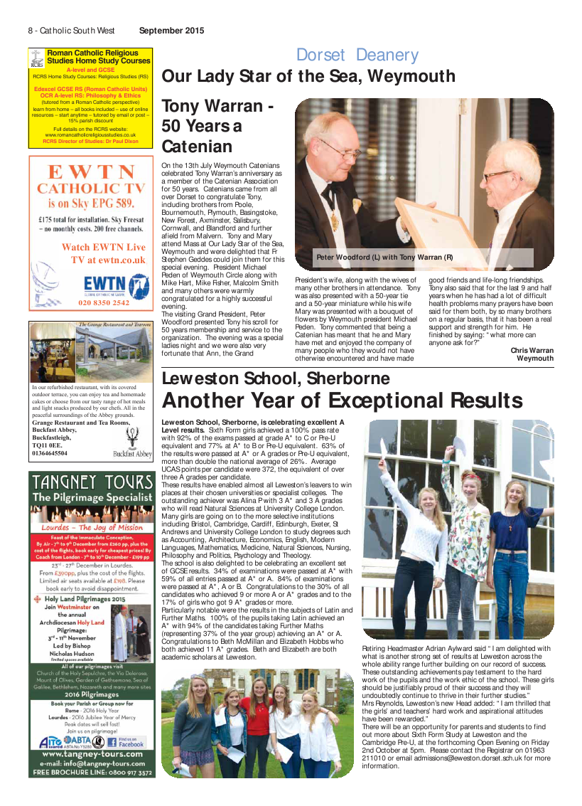 Oct 2015 edition of the Catholic South West Oct 2015 edition of the Catholic South West
