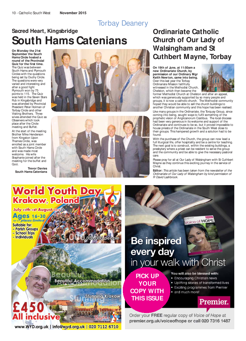 Nov 2015 edition of the Catholic South West Nov 2015 edition of the Catholic South West