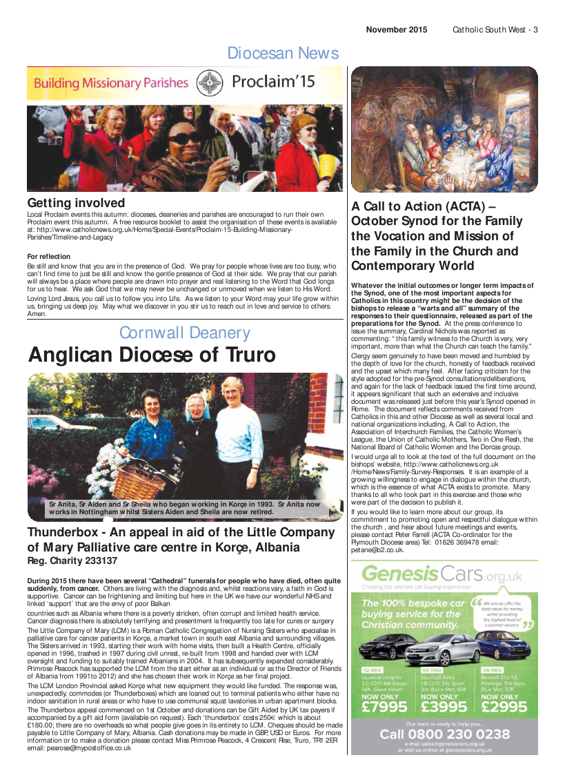 Nov 2015 edition of the Catholic South West Nov 2015 edition of the Catholic South West
