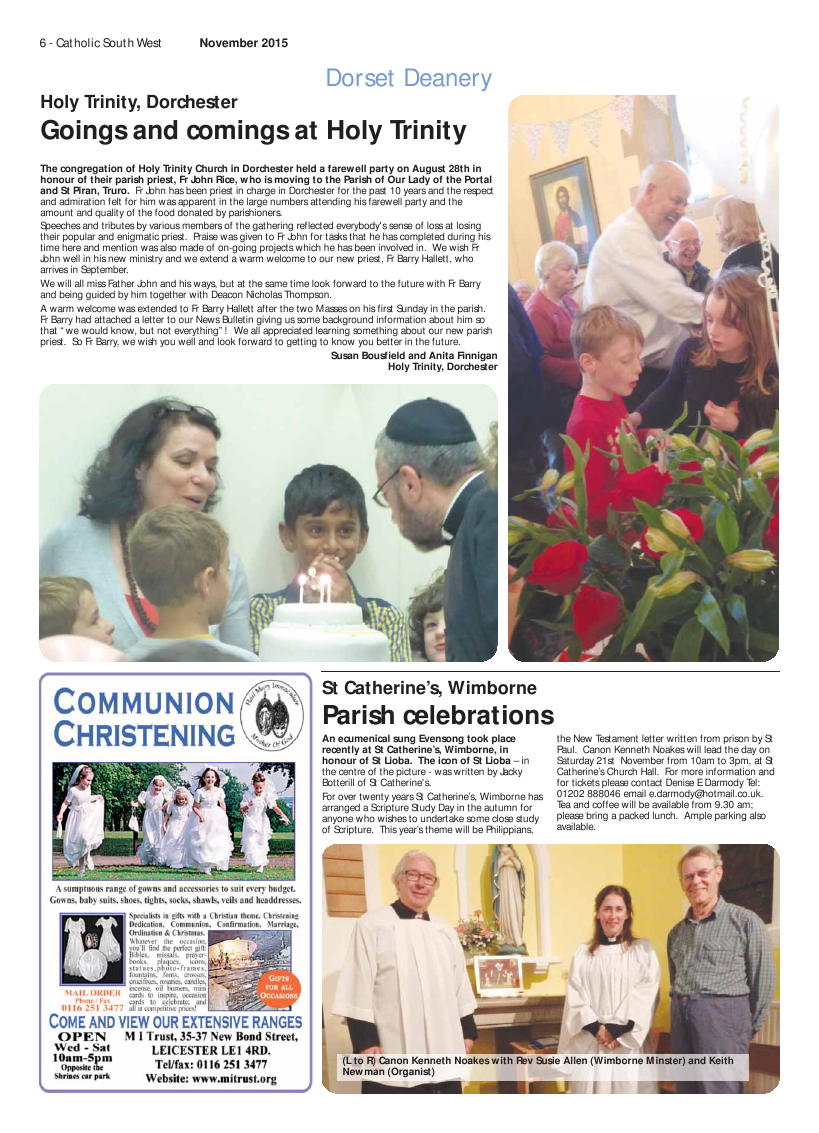 Nov 2015 edition of the Catholic South West Nov 2015 edition of the Catholic South West