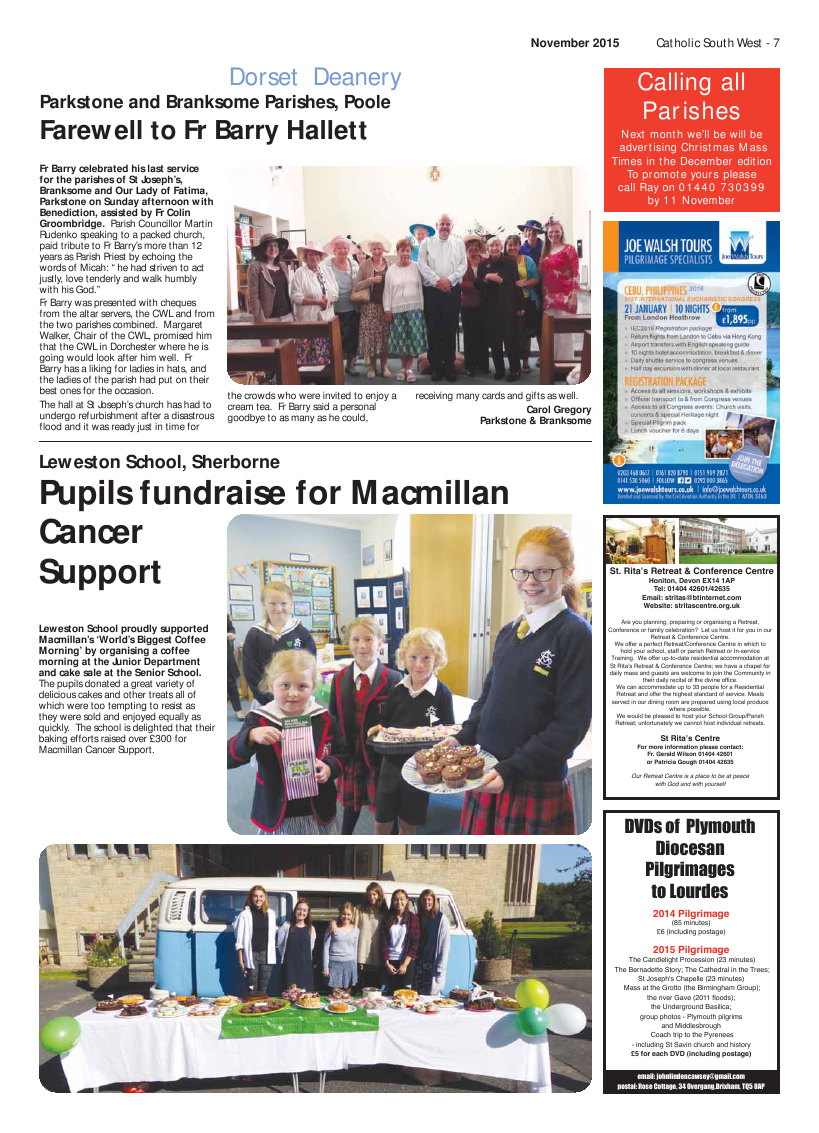 Nov 2015 edition of the Catholic South West Nov 2015 edition of the Catholic South West