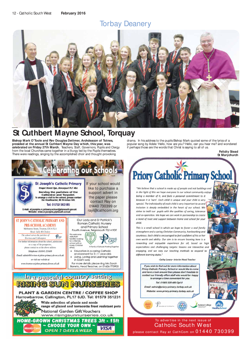 Feb 2016 edition of the Catholic South West - Page Feb 2016 edition of the Catholic South West - Page