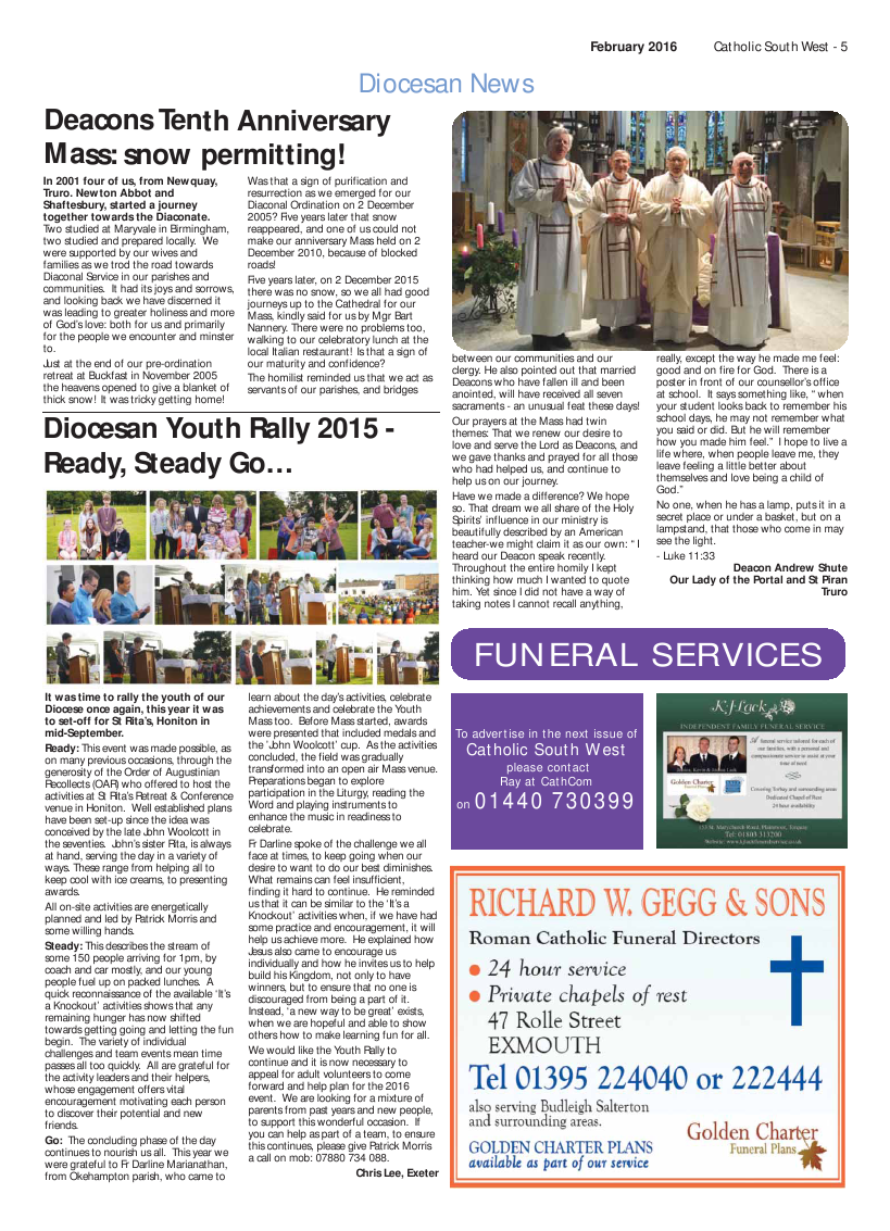Feb 2016 edition of the Catholic South West - Page Feb 2016 edition of the Catholic South West - Page