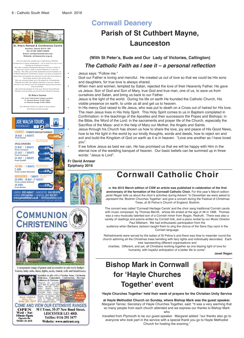 Mar 2016 edition of the Catholic South West - Page 
