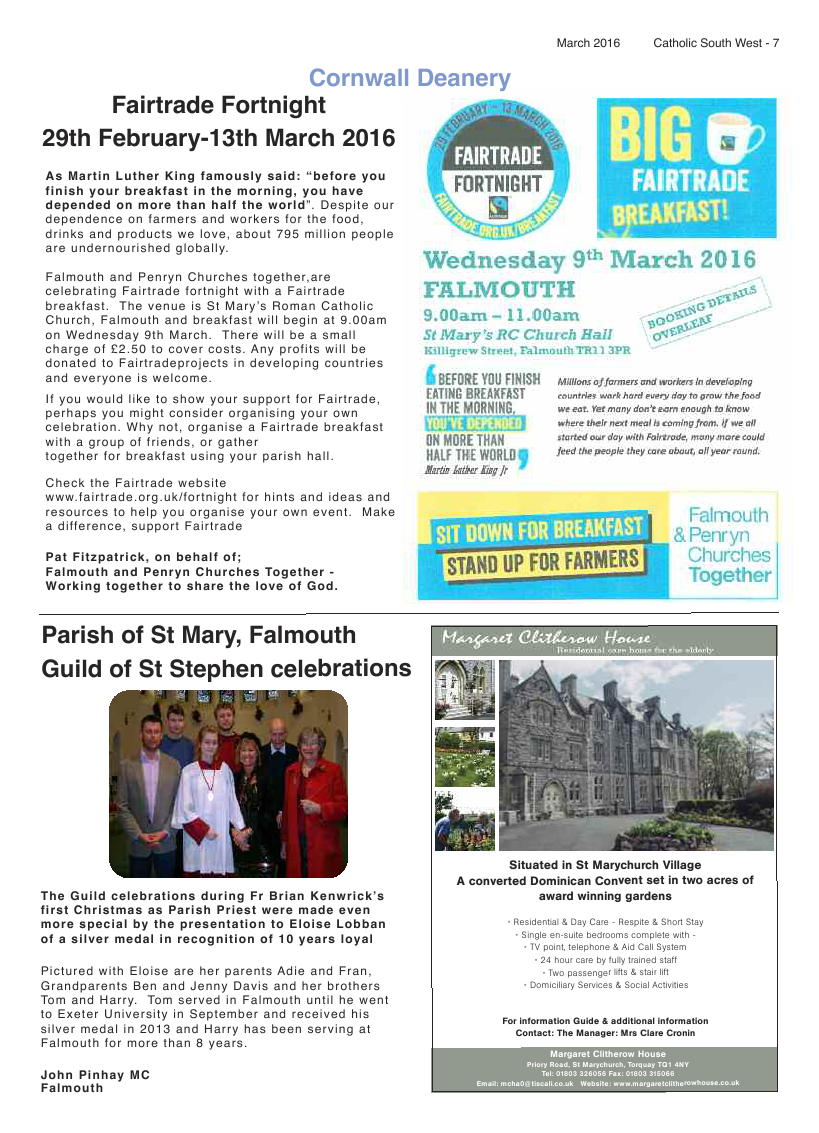 Mar 2016 edition of the Catholic South West - Page 