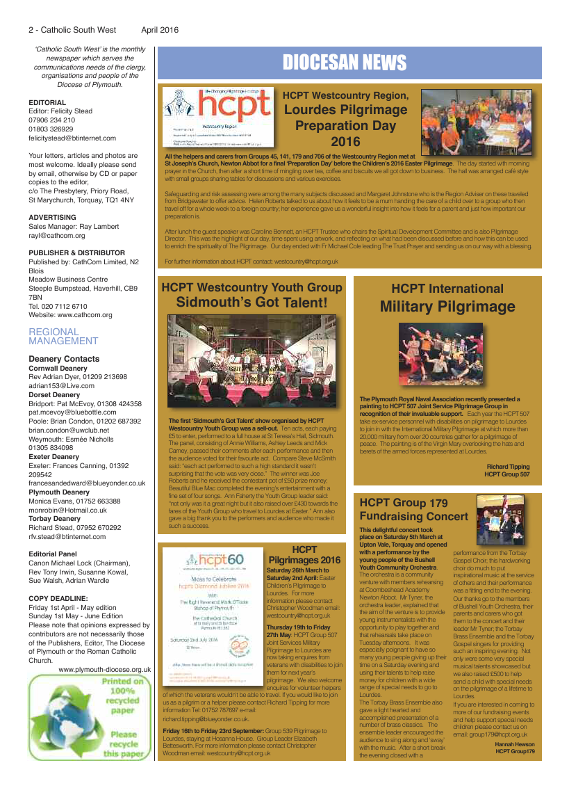 Apr 2016 edition of the Catholic South West - Page 