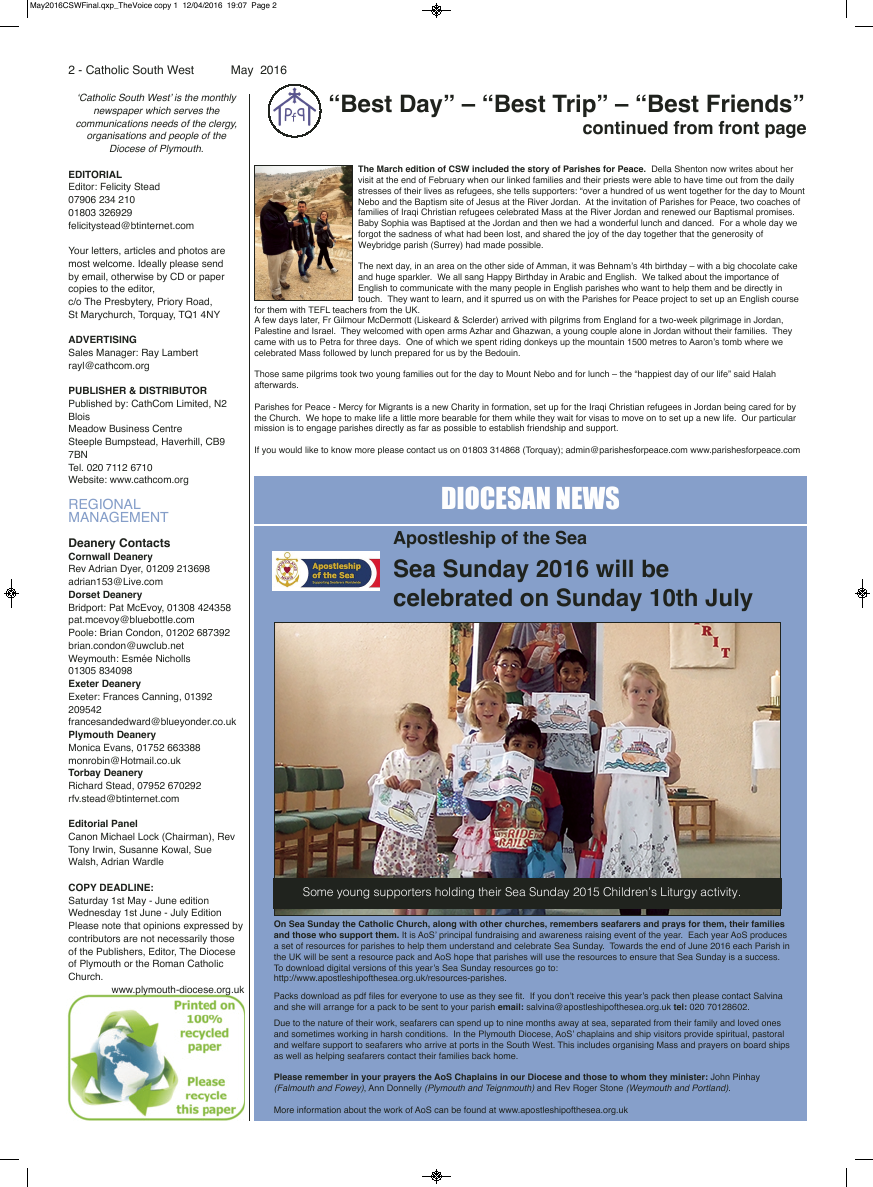 May 2016 edition of the Catholic South West - Page 