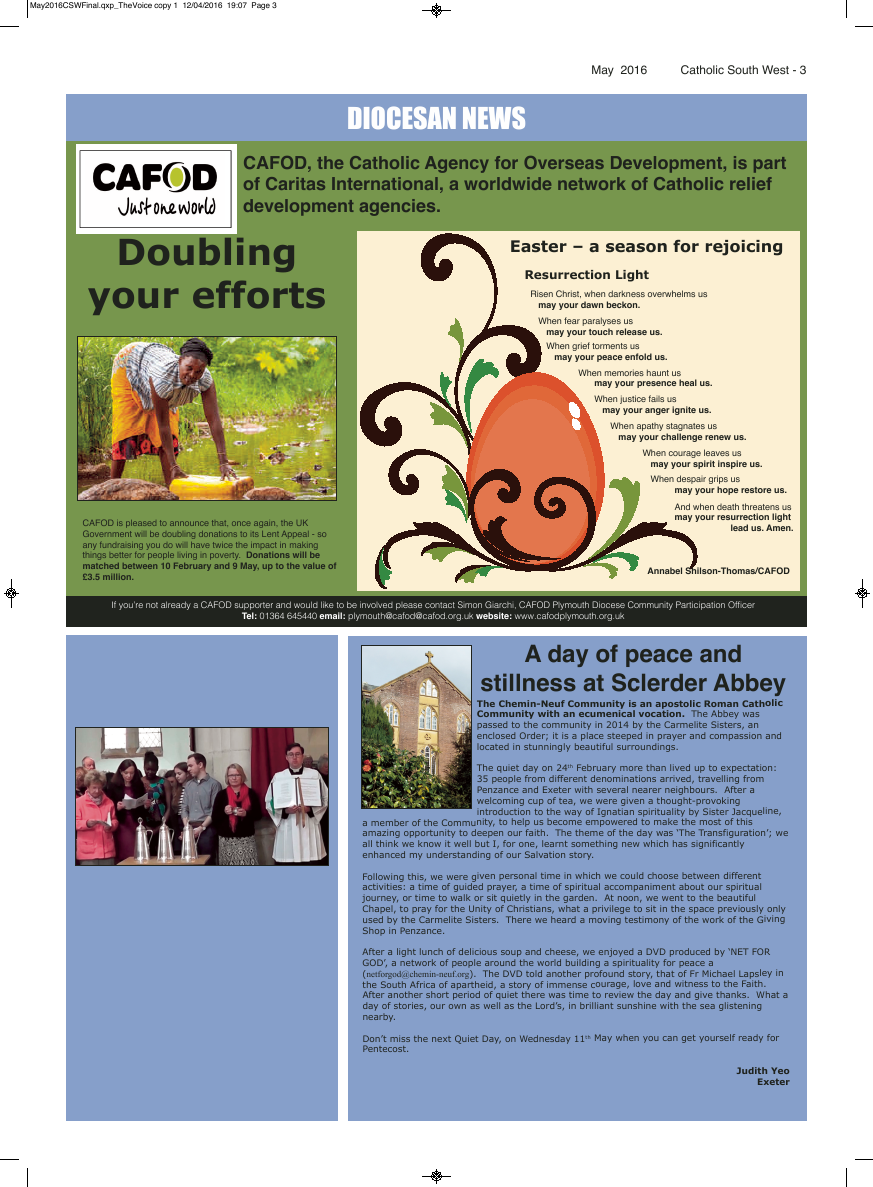 May 2016 edition of the Catholic South West - Page 