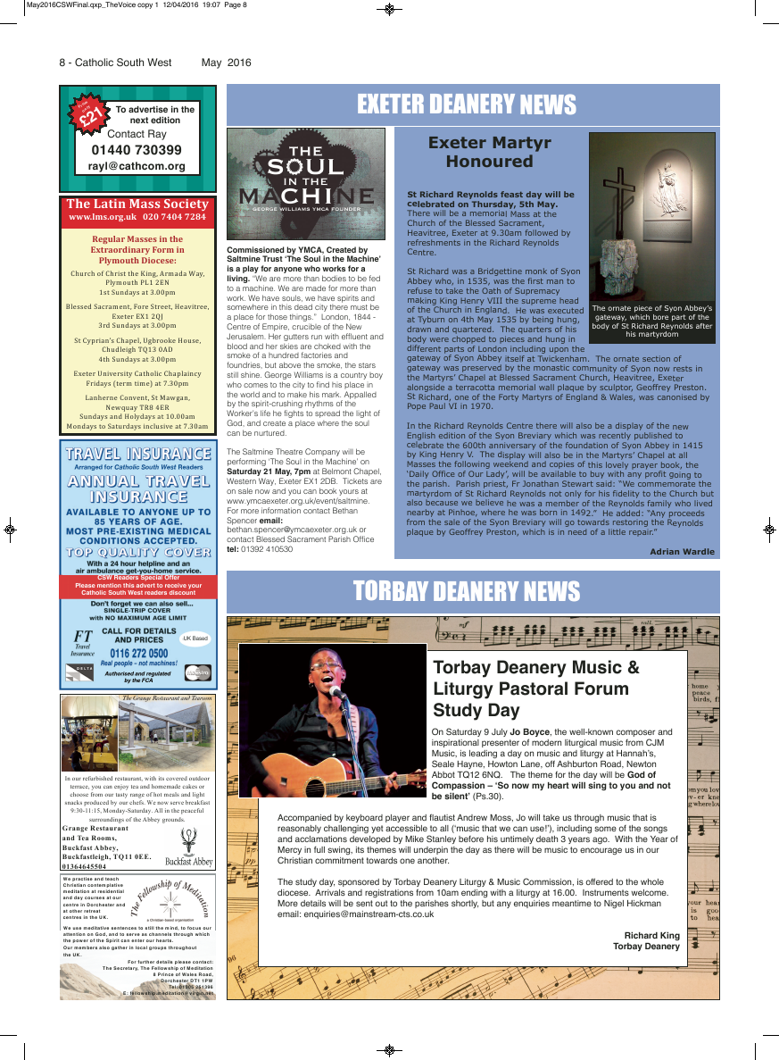 May 2016 edition of the Catholic South West - Page 