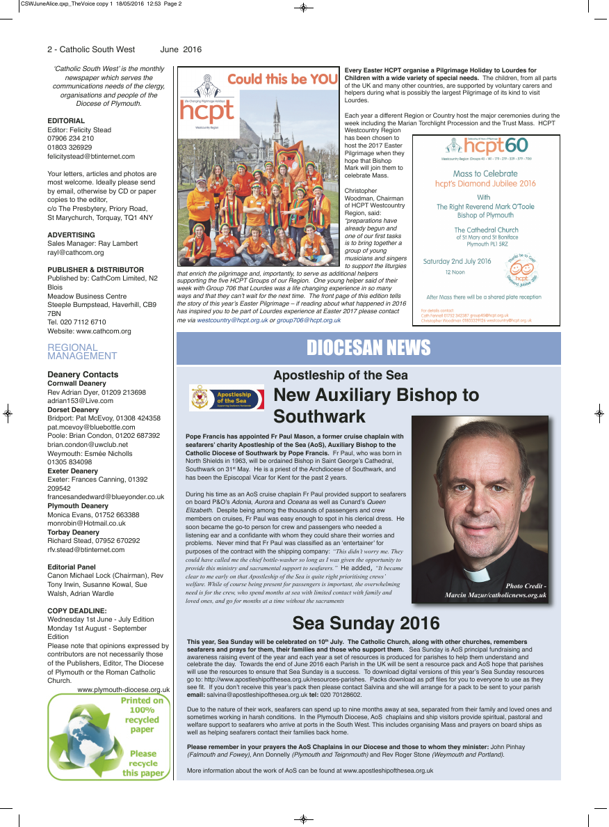 Jun 2016 edition of the Catholic South West