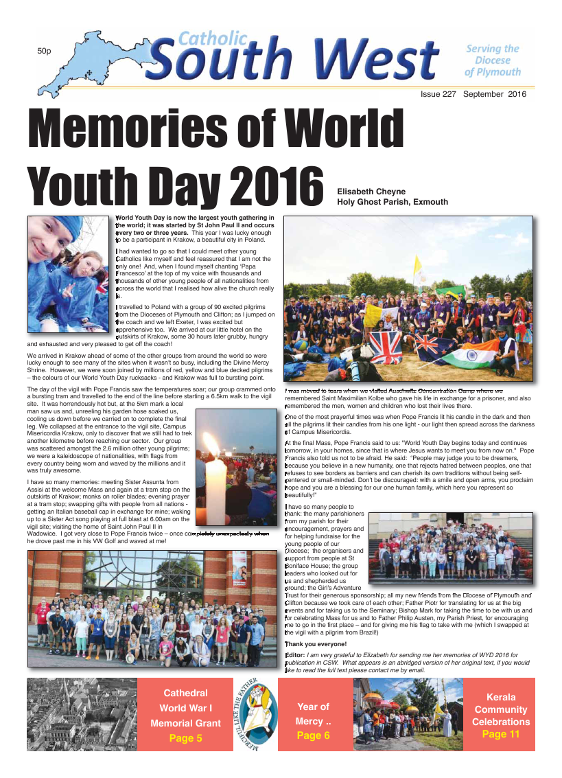 Sept 2016 edition of the Catholic South West - Page Sept 2016 edition of the Catholic South West - Page