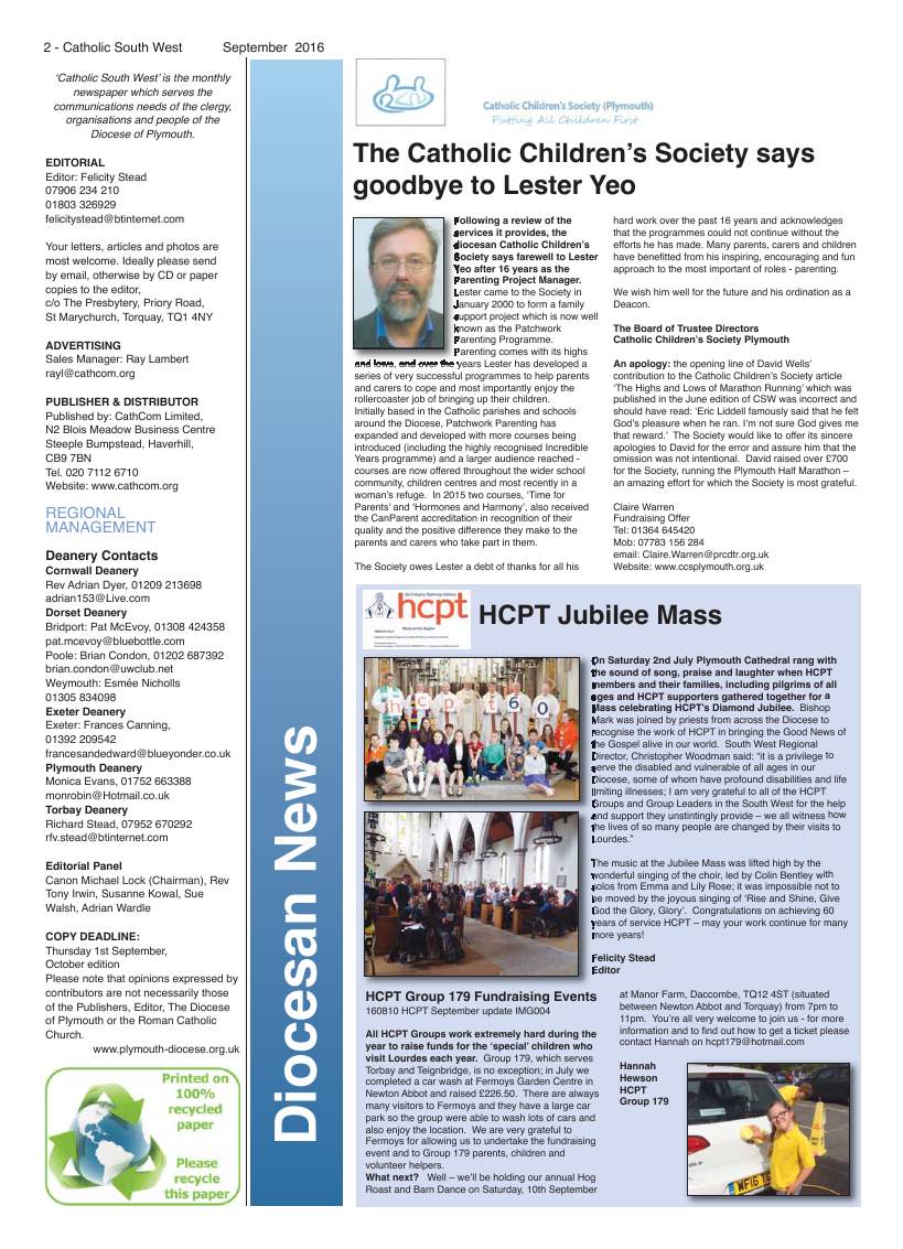 Sept 2016 edition of the Catholic South West - Page Sept 2016 edition of the Catholic South West - Page