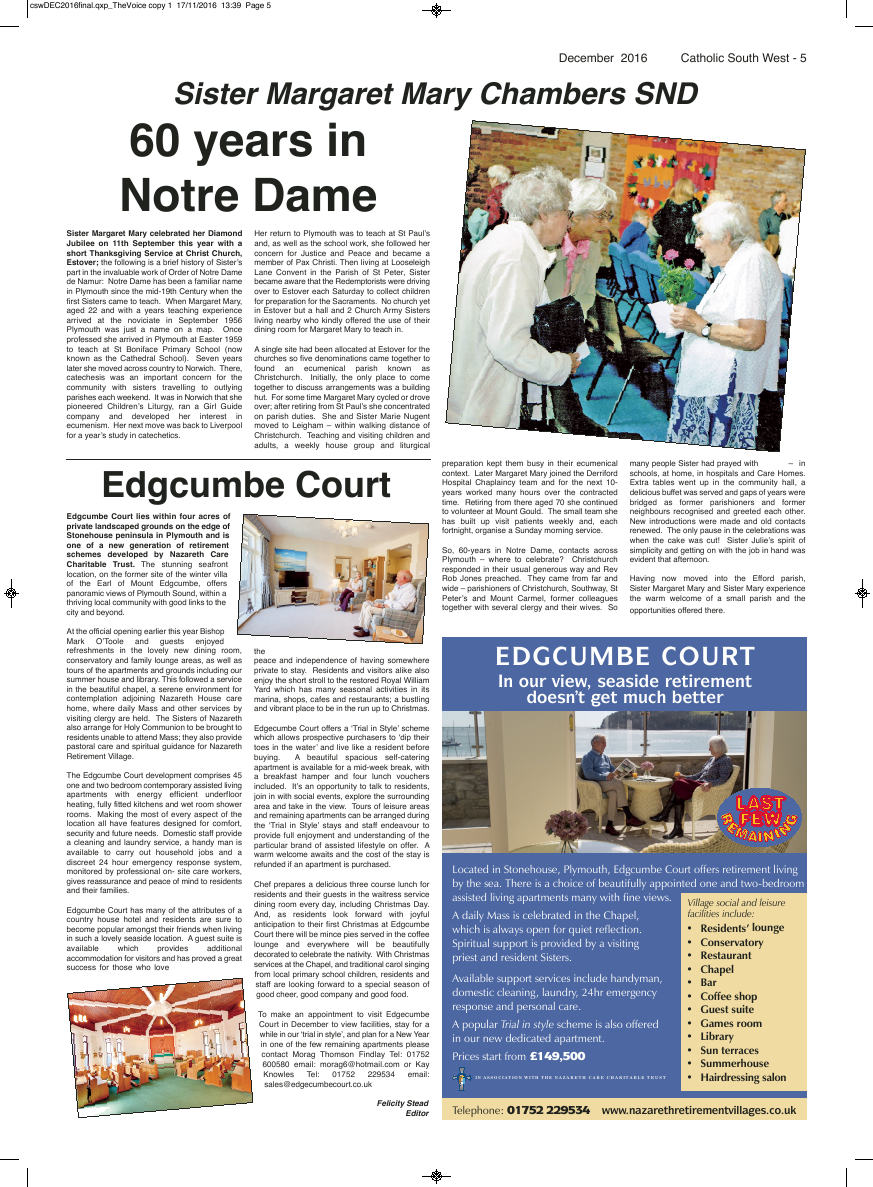 Dec 2016 edition of the Catholic South West - Page 