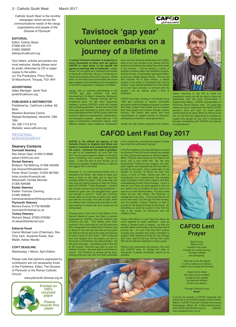 Mar 2017 edition of the Catholic South West - Page 