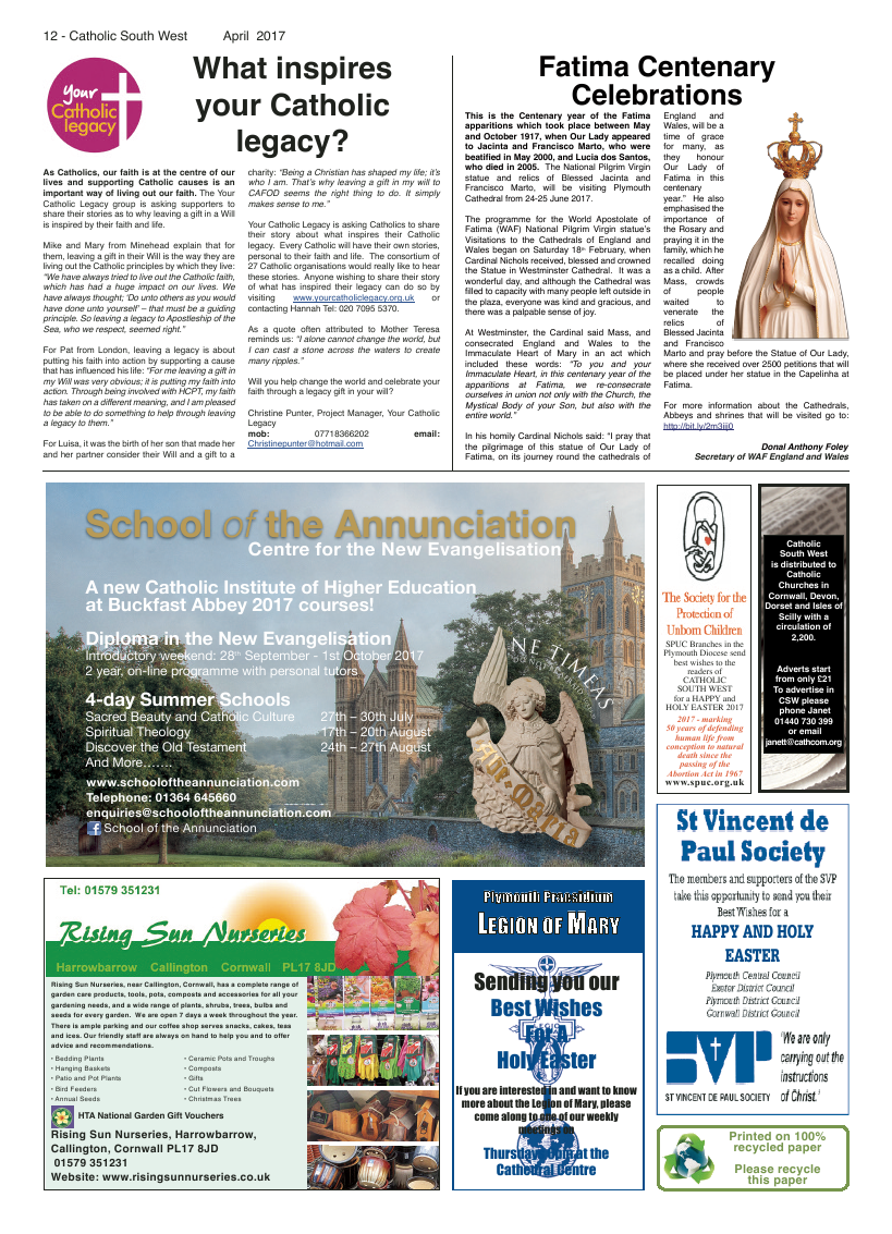 Apr 2017 edition of the Catholic South West - Page 